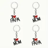Keychains Creative I Love PAPA MOM Keychain Enamel Red Heart Shape Key Chain Ring mothers day gifts Fathers