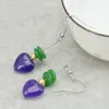 Boucles d'oreilles pendantes 12mm en forme de coeur violet Jades calcédoine goutte avec boulier perles de résine verte bricolage fabrication de bijoux conception femmes filles cadeau