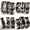 Rings 50pcs Assorted Design Mixed Black Oil Mens Womens Stainless Steel Rings 8mm Unique Jewelry Wedding Bands Comfortfit Wearing