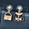 dangle earrings sinleeryカラフルなエナメルブラックドレス女性のためのウェディングパーティーファッションジュエリーアクセサリーES299のためのドロップ