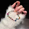 Pärlstav 2023 söt fyrkantig godisfärg bling crystal armband för kvinnor lyxig design regnbåge zirkonsten armband smycken set yq240226