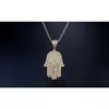 Plein strass Zircon Hip Hop Bling pendentif collier chaîne à maillons croisés 24 pouces femmes hommes Couple Ice Hamsa avec Cz Jewelry244D