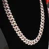 Hip Hop 925 Silverpläterad 18K Rose Gold D Color Diamond Moissanite Necklace 18mm Full Diamond Cuban Chain