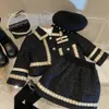 2-teiliges Tweed-Winterset für neue Mädchen im Alter von 1 bis 10 Jahren, gefütterte Baumwolljacke für Kinder, Jacke + klassisches Ski-Kinderset 240225