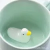 Кружки 3D трехмерная кофейная чашка с ростком, керамическая кружка с животными из селадона, пара, мультяшная индивидуальная вода