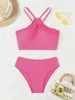 Women's Swimwear Halter Heart-Shaped Mid Waist Bikini Women Swimwear Female Swimsuit Two-pieces set Bather Bathing Suit