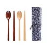 Korean Japanese cuisine spoons chopsticks tableware wooden spoons bento chopsticks outdoor picnic portable 3 piece set of tablewareLT783