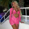 Robes de travail SKMY été femmes couleur unie robe sexy fête européenne et américaine filles épicées plage vacances jupe courte ensemble étincelant