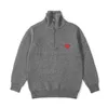 2023 Herr Designer Garcons CDG -tröjor Retro Classic High Neck Half Zipper Men Sweater Love Heart Com Des Play Embroidery Sweater