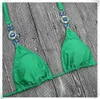 Women's Swimwear Sexy Blue Crystal Diamond Banded 2019 New Women Sets Ornaments Sexy Push Bikinis s Straps 240226