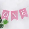 Party Decoration Kids Birthday One Banner Dining Table Chairs Flag Hanging Bunting Garland 1st First Baby Shower