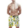 Pantalon de plage personnalisé pour hommes avec fermeture de poche Cordon de serrage respirant et confortable sans boulochage doublé de maille polaire pêche décontractée ample 170g imprimé citron
