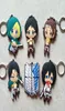 Anime Attack på Titan Eren Cosplay Keychain Soft Rubber Mikasa Levi Wings of Liberty Symbol Kids Key Holder Trinket Gift 30pcslot4369146