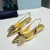 Slingback spiczasty palca 5,5 cm buty do sukienki na pięcie Sandały skórzane skórzane skórzane buty skórzane damskie buty wieczorowe dla kobiet luksusowe projektantów wysokie obcasy 35-42