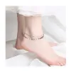 Anklets Luxury Ankle Bracelets Women 925 Sterling Silver Double Layers Chain Coin Anklets Girl 10 Inch No Tarnish Fine Feet Jewelry