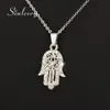 Sinleery Classic Hand of Fatima Hamsa Necklace hängen Silver Color Chain Choker Palm Statement smycken för kvinnor XL681 SSF1277K