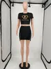 Kvinnors tvådelar klänning avslappnad mode sexig varumärkesdesigner klänning kortärmad kort kjol tvådelar set