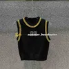 Knit Sleeveless Vest Metal Chains Adorn Knitted Tops Stylish Slim Knit Waistcoat Designer Women Knitted T Shirt Short Shirt