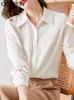 Blouses pour femmes Dentelle Creux Out Designer Chemisier blanc Bureau Dames Col rabattu Manches longues Printemps Automne Chemises Femmes S-XXL