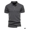 Polos masculinos Mens S 2023 Algodão Camisas Sólidas Casual Manga Curta Turndown Verão Moda Streetwear para Homens Gota Entrega Vestuário Masculino Otzop