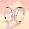 Solitaire Ring 2Pcs/sets Zircon Heart Matching Couple Rings Set Forever Endless Love Wedding Ring For Women Men Charm Valentine's Day Jewelry 240226