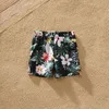 Bijpassende outfits voor gezinnen Pa Nieuwe zomer Familielook Diepe V-hals Bloemenprint Stiksels Effen Bijpassende badpakken uit één stuk