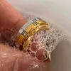 Bandringe Wasserdichter Fingergelenkring mit Steineinlage, geeignet für Frauen.Exquisiter Statement-Party-Ehering für Damen mit geschnitztem geometrischem Muster J240226