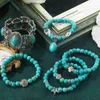 Beaded Fashion Turquoise Bracelet for Women Healing Crystal Nature Stone Stretch Cross Tree of Life Bracelets for Women Men Jewelry YQ240226