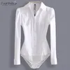 Moda Body manica lunga Donna Body Camicia Office Lady Divise da lavoro Primavera Camicette bianche e top Slim Autunno Abbigliamento240226