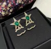 여성을위한 다이아몬드와 녹색으로 고급 스터드 이어링 웨딩 보석 선물 선물 스탬프 박스 스타 모양 ps3553