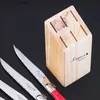 Kitchen Knives 6pcs 9 Rainbow Dinner Knives in Wood Holder Laguiole Style Steak Knife Stainless steel Restaurant Cutlery Kitchen Flatware set Q240226