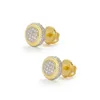 Orecchini a vite tondi con chiusura a vite rotonda in argento sterling 925 placcati in oro giallo di alta qualità per uomo donna gioielli234V