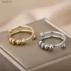 Solitaire Ring Balls Beads Rings for Women Stainless Steel Rotate Freely Anti Stress Anxiety Ring 2023 Antistress Spiral Bead Rotate Jewlery 240226