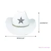 Berets à prova de sol para strass estrela fedora chapéu cowboy com borda de rolo ocidental h dropship