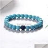 Bracelet de perles en pierre naturelle de 8 mm fait à la main pour femmes hommes guérissant la lave volcanique turquoise élastique bijoux de mode cadeau Dhgarden Dhudp