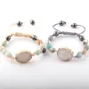 Pulseras con dijes Moda Hermosa Blanco Druzy Enlace Amazonita Cuentas de piedra natural Wrap Bangles