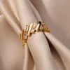 Band Rings Zircon Womens Bar Ring Gold Plated Stainless Steel Bar Opening Ring 2023 Trend Luxury Wedding Fashion Jewelryörhängen J240226