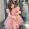 Fille robe bébé fille robe d'été des manches bouffantes mignonnes fleurs princesse pour la fête d'anniversaire de Noël vêtements pour enfants 2 3 4 5 6 ans