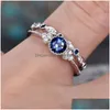 Cluster Rings New Fashion Stackable Sier Plating Zircon Ring For Women 5 Color Rhinestone Inlayed Engagement Wedding Trendy Dhgarden Dhbbc