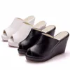 Slippers Beige Heeled Sandals Shoes Woman 2024 On A Wedge Big Size Peep Toe Black Slipper High TPR Scandals Pumps PU Slides Fabric Fretwo