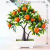 Dekorativa blommor 2024 Fake Potted Artificial Plants Bonsai Orange Fruit Tree For Home Wedding Room Decoration Flower El Party Decor