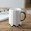 Muggar 16oz vit geometrisk kaffemugg keramisk kopp te kort porslin par gåva stora mjölkkoppar och drinkvaror