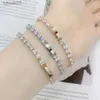 Beaded Womens Tennis Armband Hip Hop Trendy AAA+ Cubic Zirconia Silver Color Teen Girl Crystal Chain On the Hand Wedding Jewelry H086 YQ240226