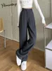 Kvinnors byxor yitimuceng fasta pass kvinnor 2024 hög midja koreansk mode bred ben rak kontor damer full längd