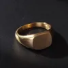 Soul Men 316L Stainless Steel Gold Color Rectangle Punk Style Rings Comfort For Women Men For Wedding Party Fashion Jewelry 240220