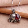 Halsband S Sterling Sier Elephant Fish Fox Crab Garnet Pendant With Box Chain Sier Crystal Vintage Halsband hängsmycken