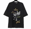 Designer Luxo Palmes Anjos Camisa Mens Mulheres Coconut Tree Casal Manga Curta Camiseta Padrão Inkjet Graffiti Carta Impressão Moda Casual Tops A3W