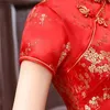 Mini Cheongsam Arrivée Vintage style chinois Femmes Satin Qipao Printemps Sexy Robe de soirée Mujer Robes S6XL 240220