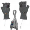 Cykelhandskar USB Electric uppvärmd 2-sidor uppvärmning Cabriolet Fingerless Glove Mittens Justerbar skidgrå