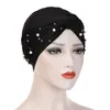 Vêtements ethniques Femmes musulmanes Twist Noeud Perles Hijab Chapeau intérieur Chemo Caps Turban Inde Perte de cheveux Bonnet Cancer Femme Bonnets Head Wrap